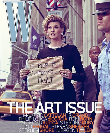 Linda Evangelista su W’s magazine per Maurizio Cattelan 