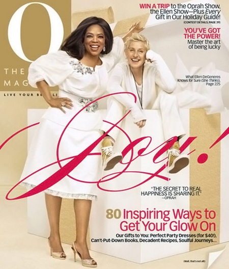 Oprah O Magazine, copertina con Oprah e Ellen DeGeneres