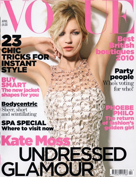 Kate Moss sulla copertina di Vogue aprile 2010