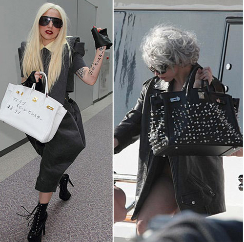 Lady Gaga con una Birkin Hermes scritta in giapponese 