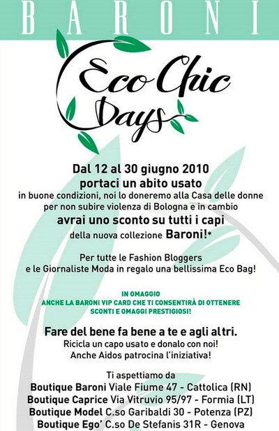Baroni Eco Chic Days, dal 12 al 30 giugno 2010
