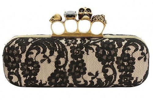 Alexander Mc Queen Flesh Lace Knuckle-Duster Clutch