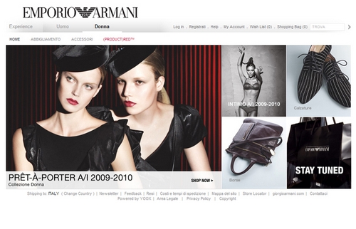 Emporio Armani: lo store online powered by Yoox