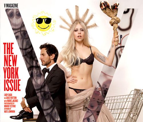 Un modello come Gesù, Lady Gaga e Marc Jacobs fanno la dissacrante copertina di V Magazine inverno 2010
