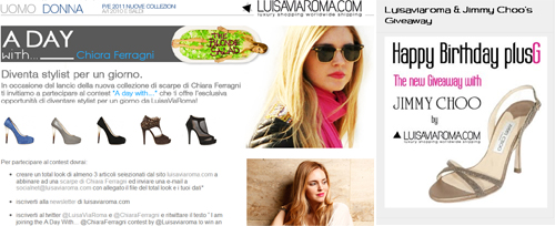 LuisaViaRoma p/e 2011: contest d’aprile fra GiveAway sandali Jimmy Choo e A day with Chiara Ferragni