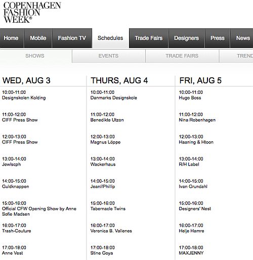 Dal 3-7 Agosto Copenhagen Fashion Week p/e 2012