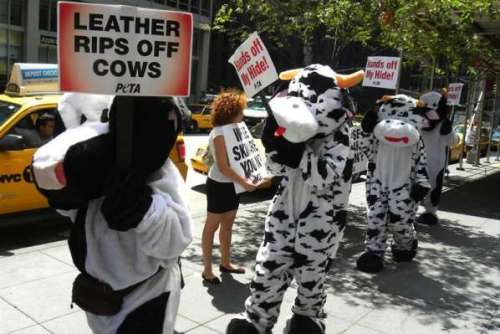 manifestazione PETA 4 agosto New York contro l'uso dei pellami