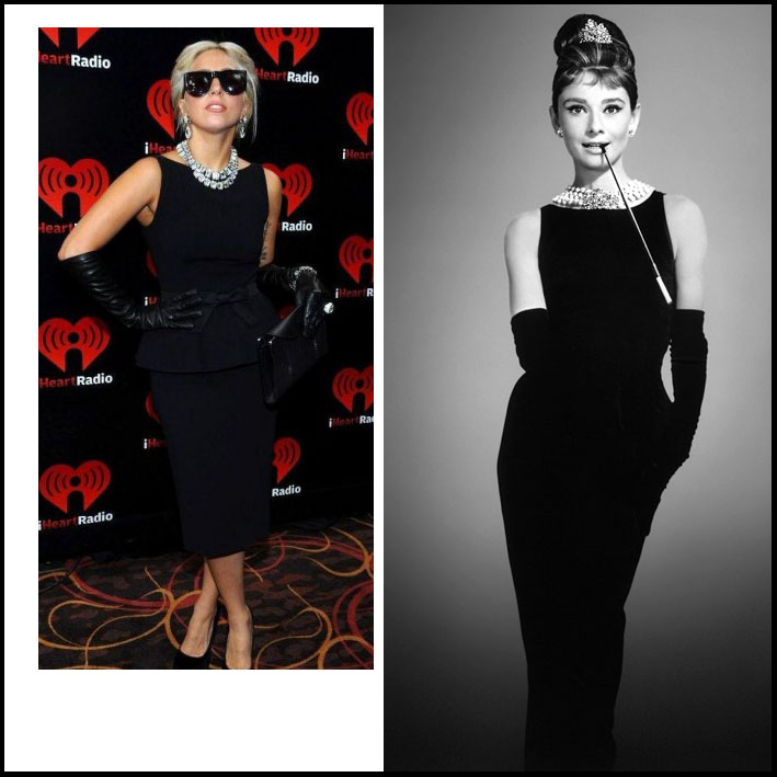 lady gaga audrey hepburn moschino little black dress