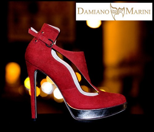 Damiano Marini – sandalo rosso con plateau silver