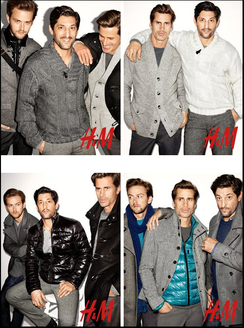 Tre super modelli per la campagna stampa di H&M uomo by Versace 