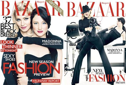 Madonna sulla copertina di dicembre di Harper's Bazaar