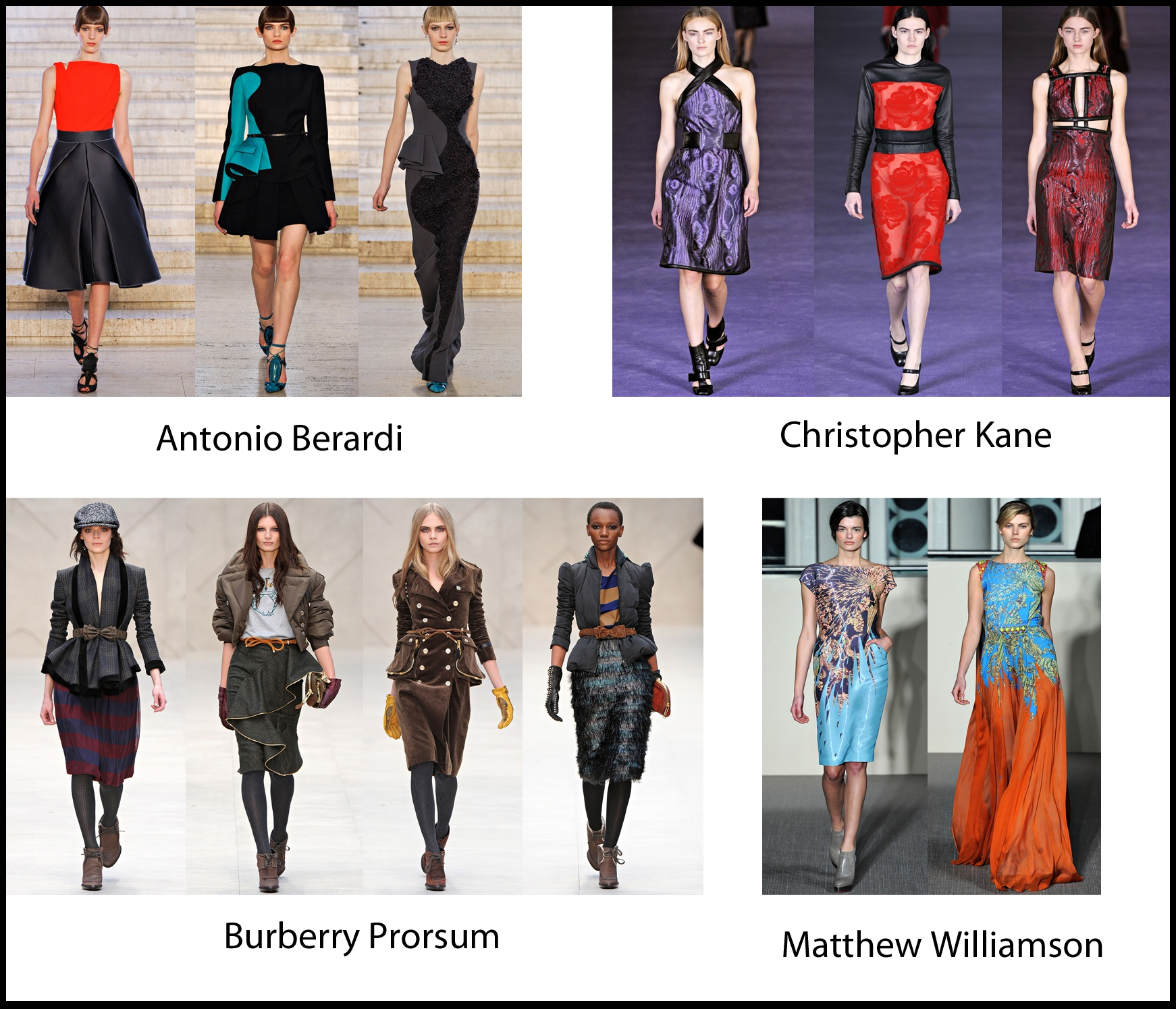 antonio berardi matthew williamson christopher kane burberry prorsum london fashion week febbraio 2012