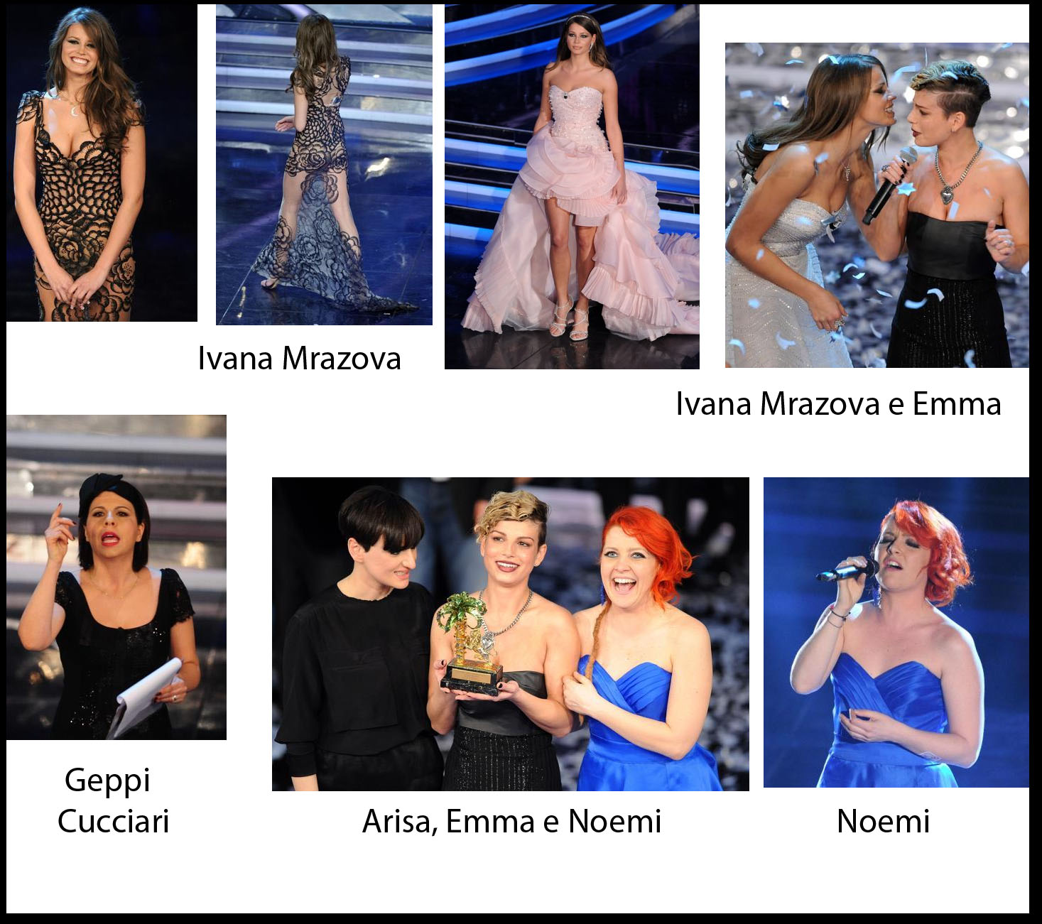 sanremo 2012 finale look ivana mrazova emma noemi arisa geppi cucciari