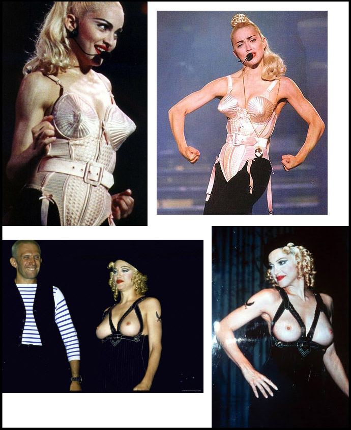 madonna gaultier topless reggiseno cono anni novanta bonde ambition tour a letto con madonna