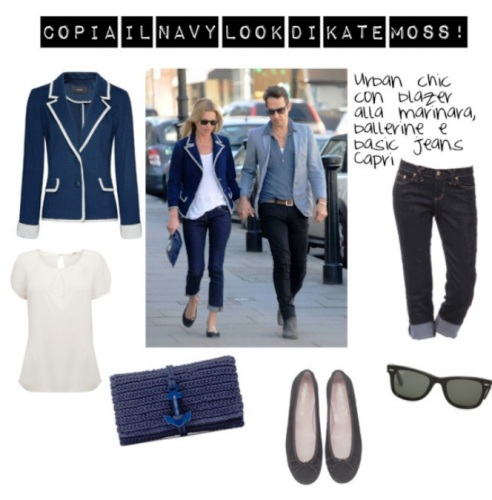 Idee look stile navy Kate Moss look marinara