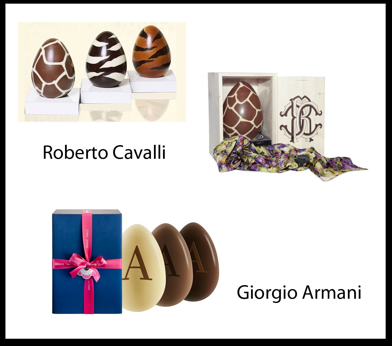 Roberto Cavalli o Giorgio Armani? Scegliete l'uovo di Pasqua perfetto per voi!