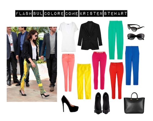 Idee look, Kristen Stewart insegna a indossare i pantaloni fluo