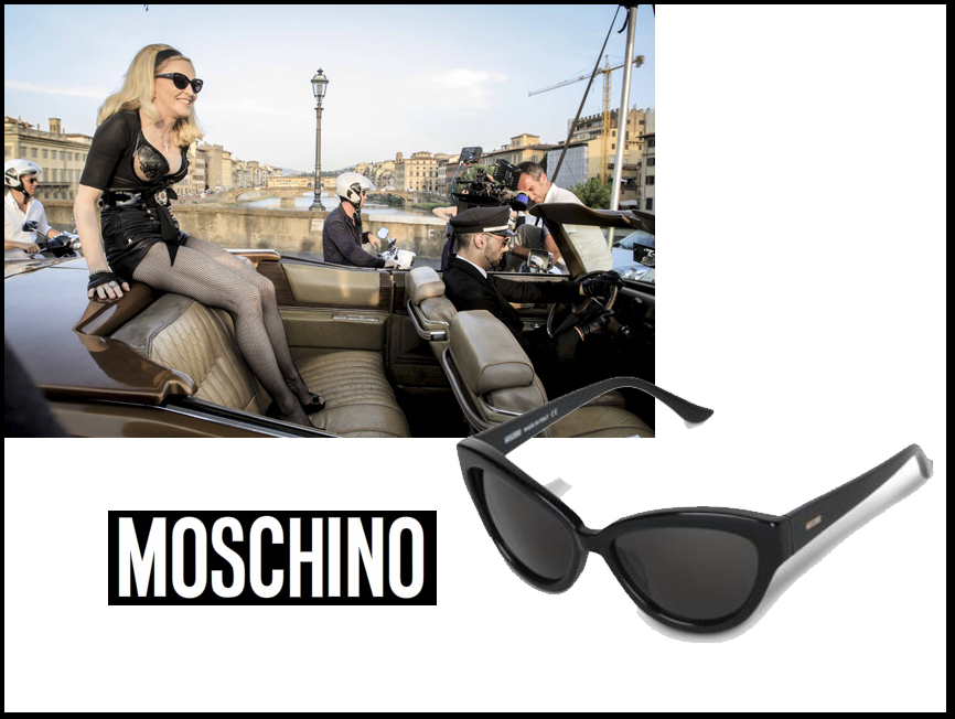 Madonna con gli occhiali Gatta di Moschino nel videoclip girato a Firenze