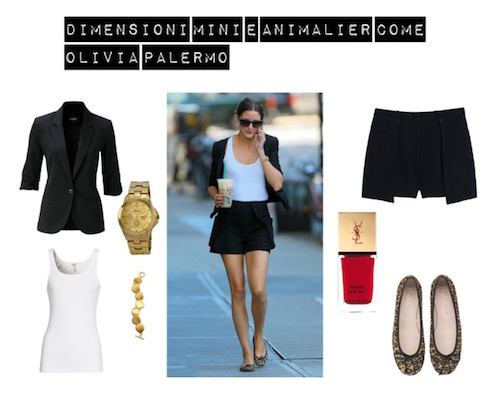 Olivia Palermo look idee look shorts animalier