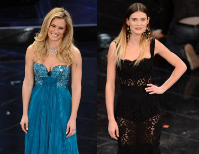 Sanremo 2013, tutti i look di Bar Rafaeli e Bianca Balti: abiti made in Italy per le due top model