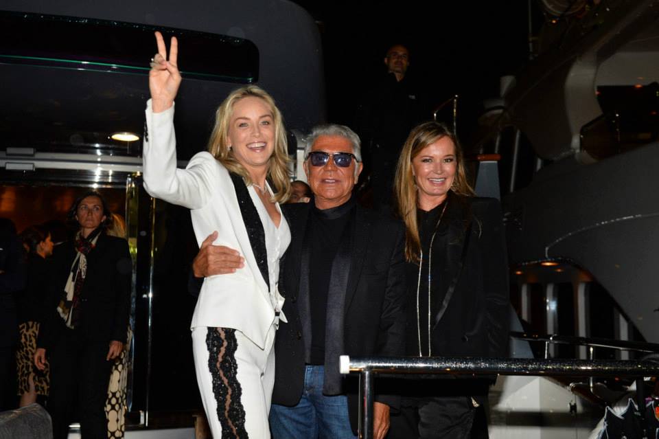 Sharon Stone con Roberto e Eva Cavalli