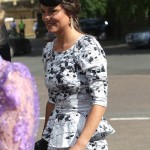 Pippa Middleton abito Tabitha Webb scarpe Gucci