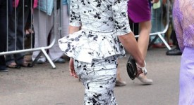 Pippa Middleton abito Tabitha Webb scarpe Gucci