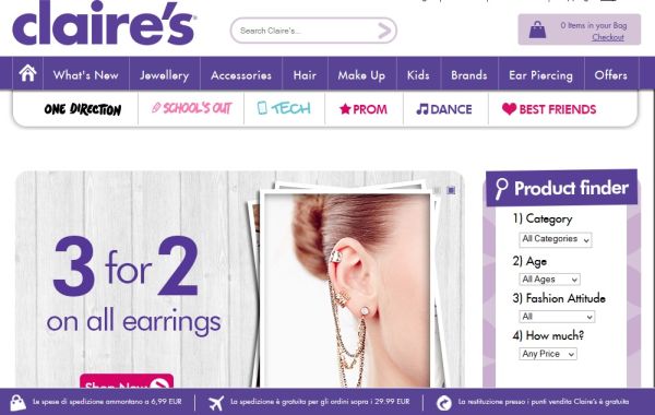 Claire's apre 100 negozi in Italia