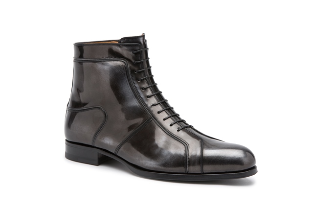 A.TESTONI FW1516 - STIVALETTO ALLACCIATO VITELLO ABRASIVATO EFFETTO METAL